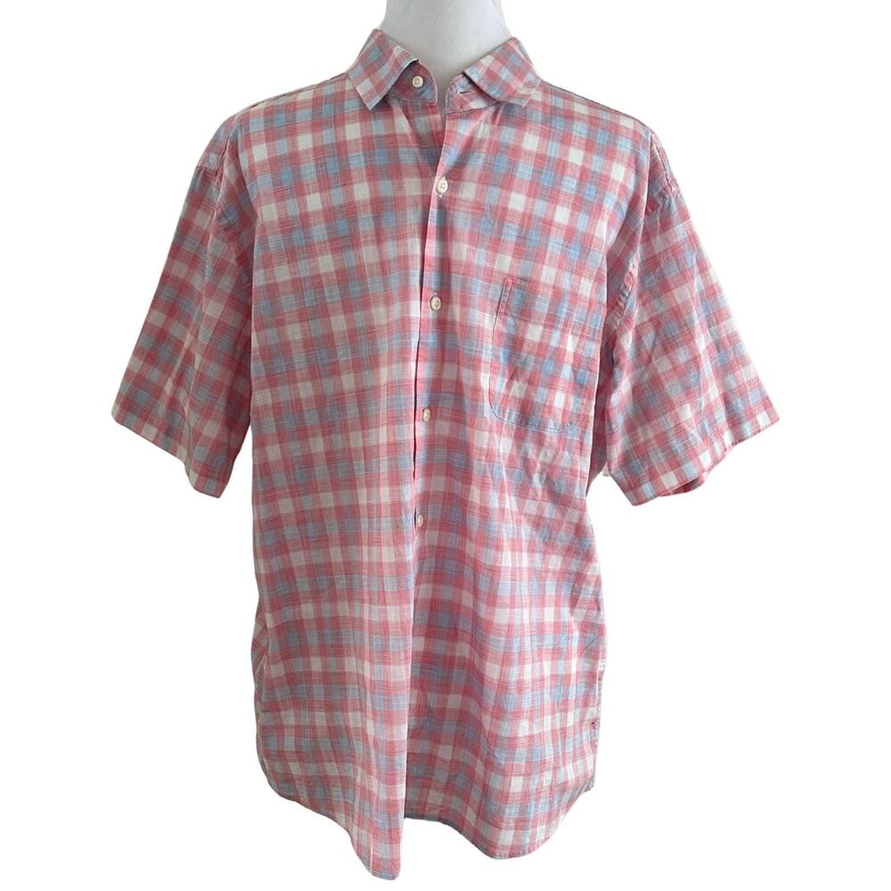 Peter Millar Pink Lemonade Plaid Lawrence Short Sleeve Sport Shirt I L
